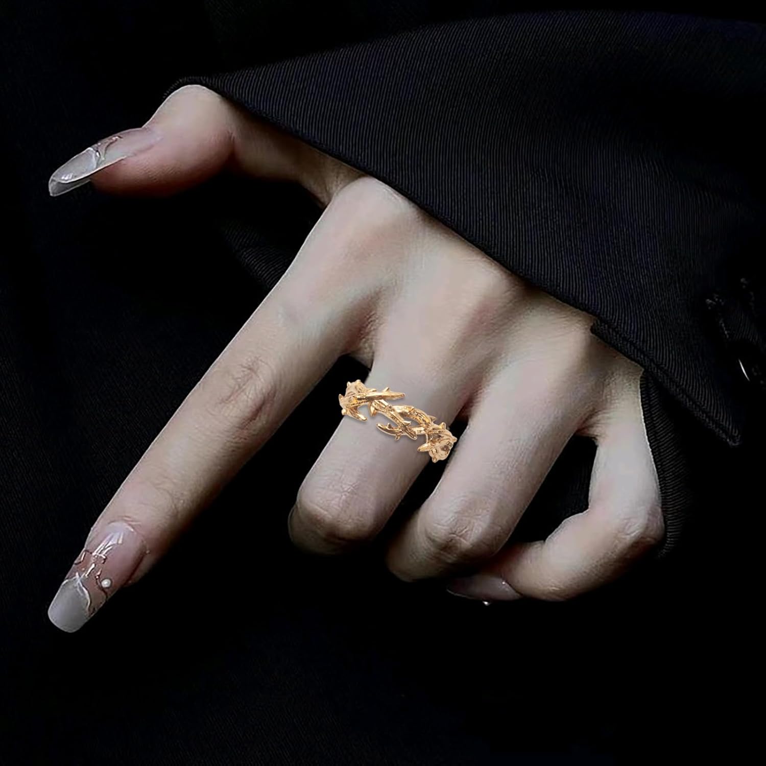 Mens Thorns Crown Ring Stainless Steel Branch Jesus Crown of Thorns Rings Jewelry for Men Women Size 7/8/9/10/11/12/13 Gold 7 image 5 of 6 B0DQWYJ9FS