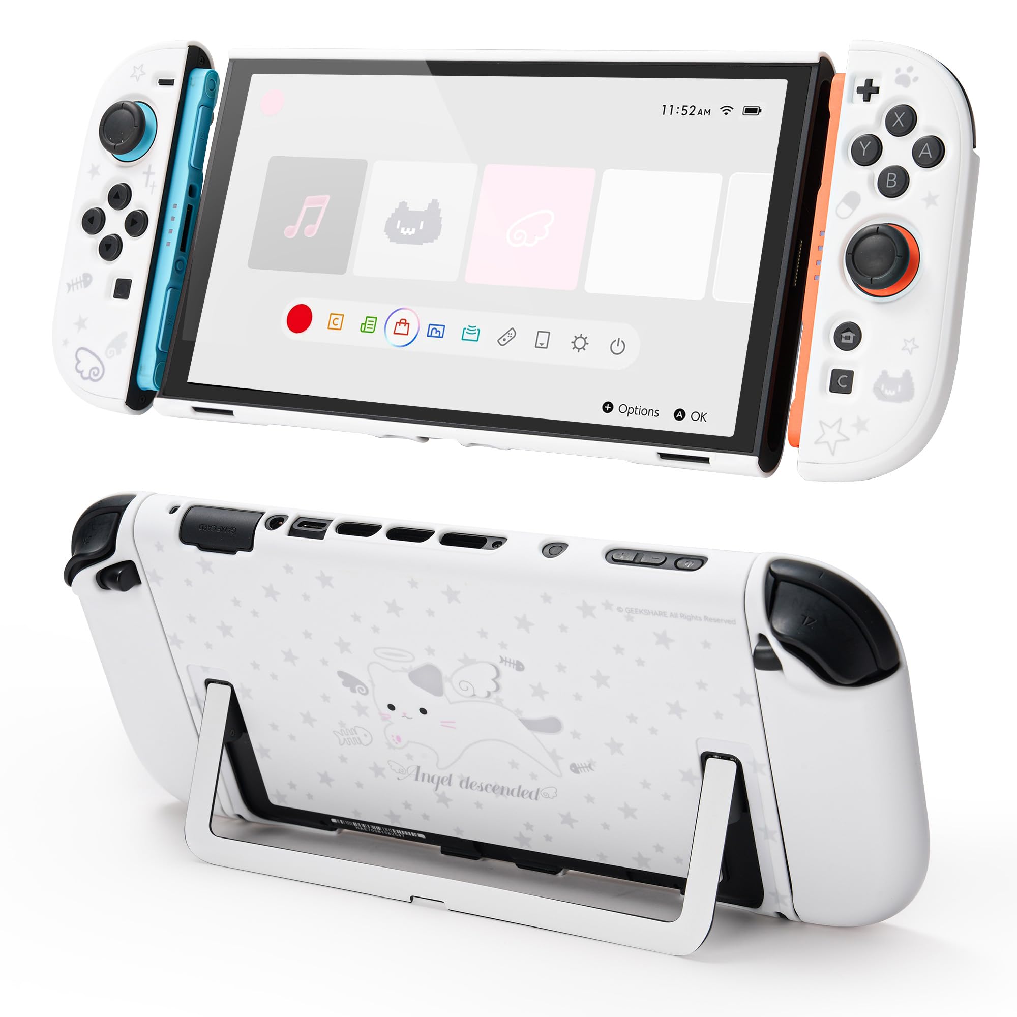 GeekShare Etui ochronne kompatybilne z Switch 2, Kawaii Cartoon Dockable Case Kompatybilny z Switch 2, Odporna na zarysowania i wstrząsy Design Cover Skin - Star Kitty