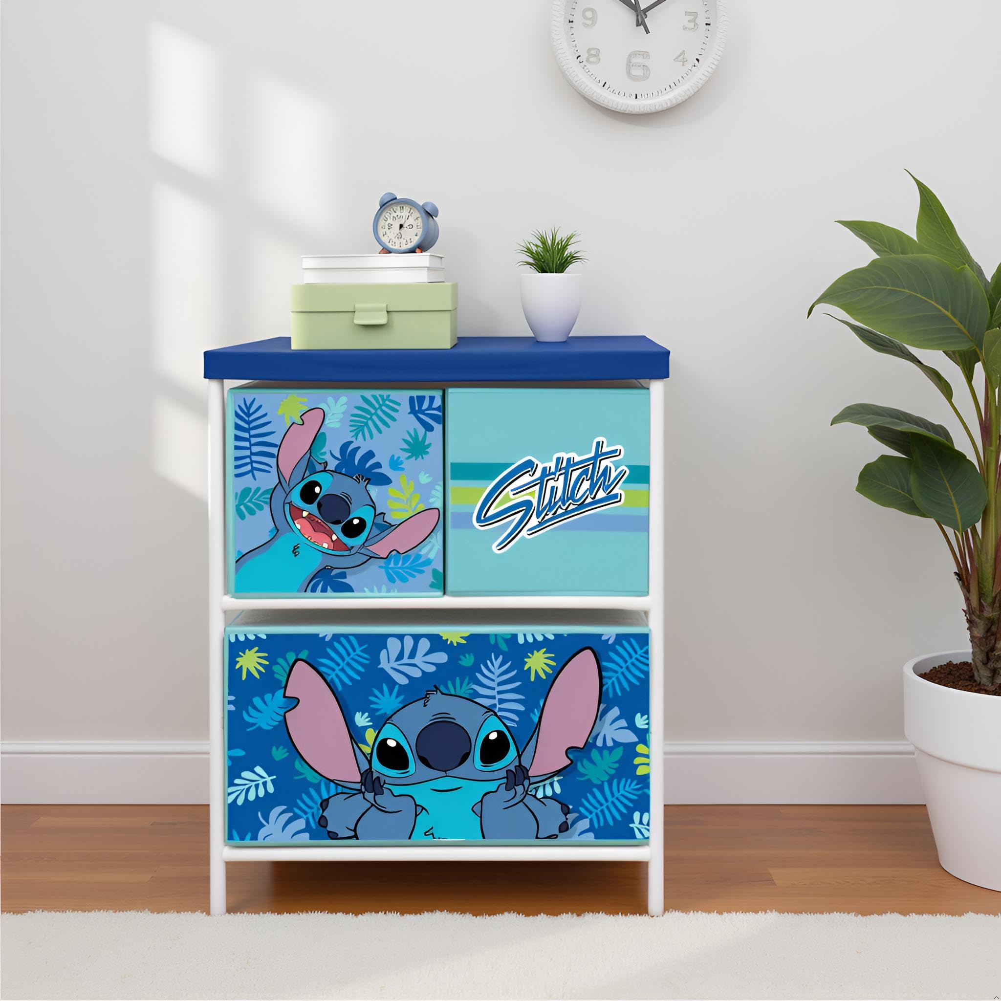 ARDITEX - Étagère pour Enfants avec 3 bacs en Tissu de Disney Stitch - Structure en métal et bacs en Polyester - 53x30x60 cm - Bleu