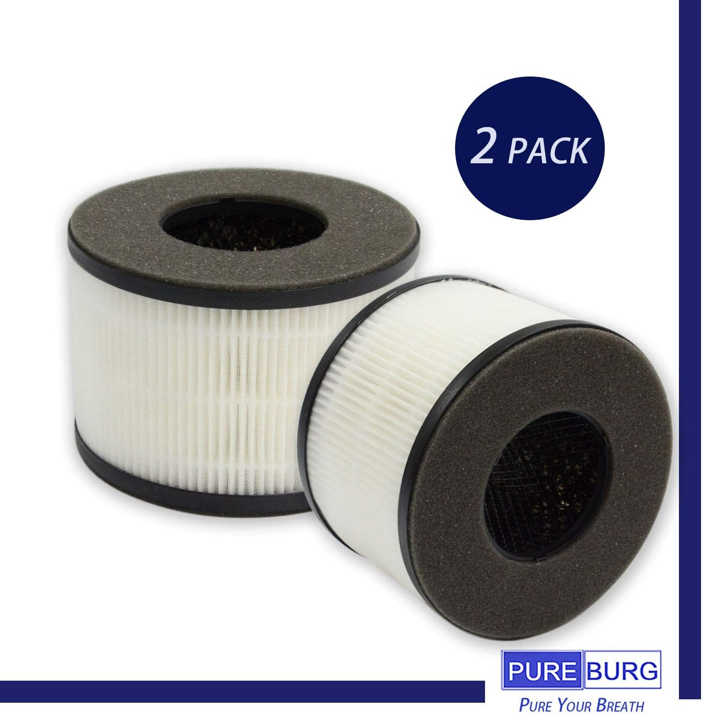 PUREBURG Replacement Filters Compatible with PARTU & Slevoo BS-03 Air Purifier,2-Pack H13 True HEPA 3-Stage Filtration Activated Carbon Air Clean Dust VOCs Odor - Image 5