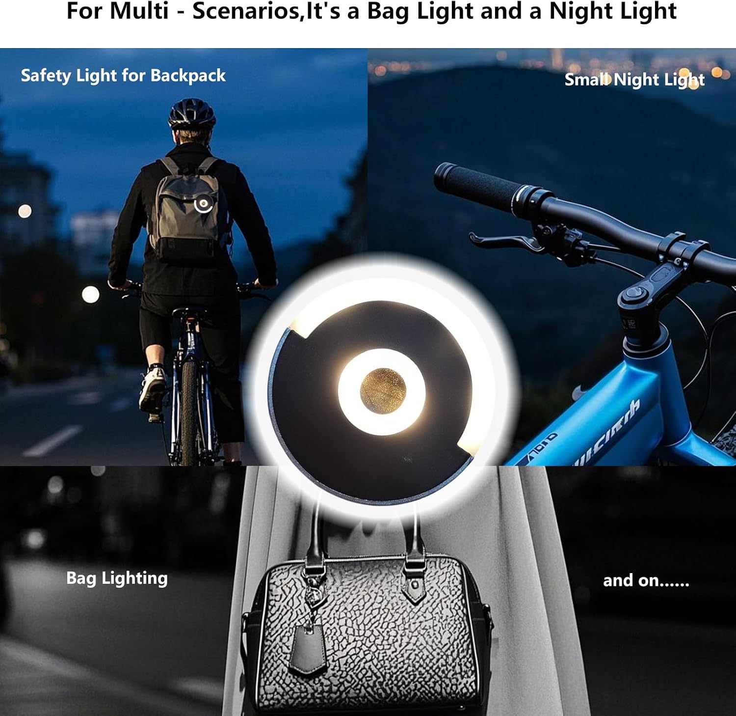 Purse Lamp Touch Activated Purse Night Light with Rechargeable Battery Round Shape,LED Purse Light Light Up Purse Essentials Items Women, Handbag Light Gifts for Lover,Mother,Friends (Round, 1) image 4