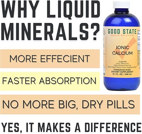 Miniatura 3 de Good State Calcio iónico líquido (96 porciones a 144 mg elemental, más 2 mg de ácido fúlvico - 8 fl oz)