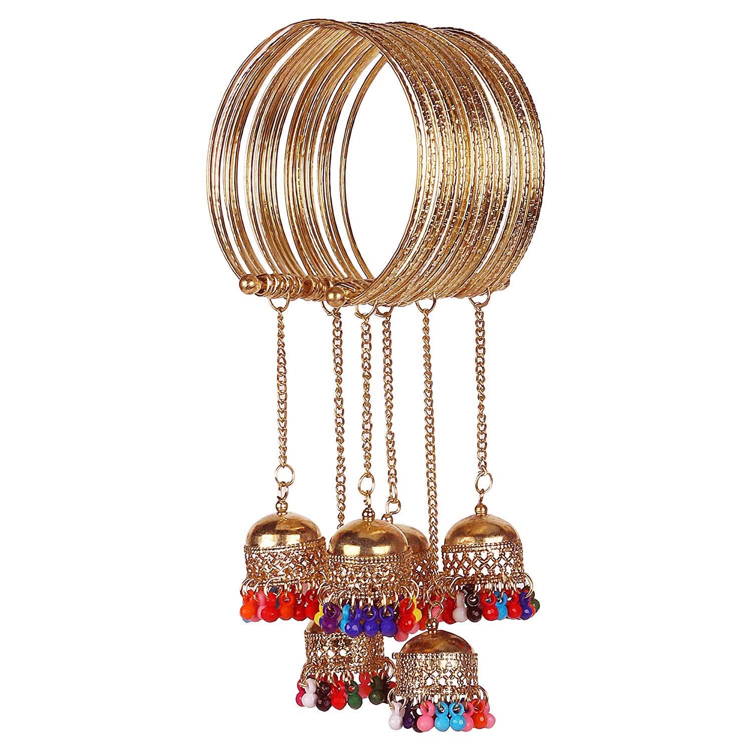Total Fashion Gold Plated Tassel Charms Cuff Kada Bracelet for Girls & Women (Gold) (B07BHHNDZ4) Amazon Price History, Amazon Price Tracker