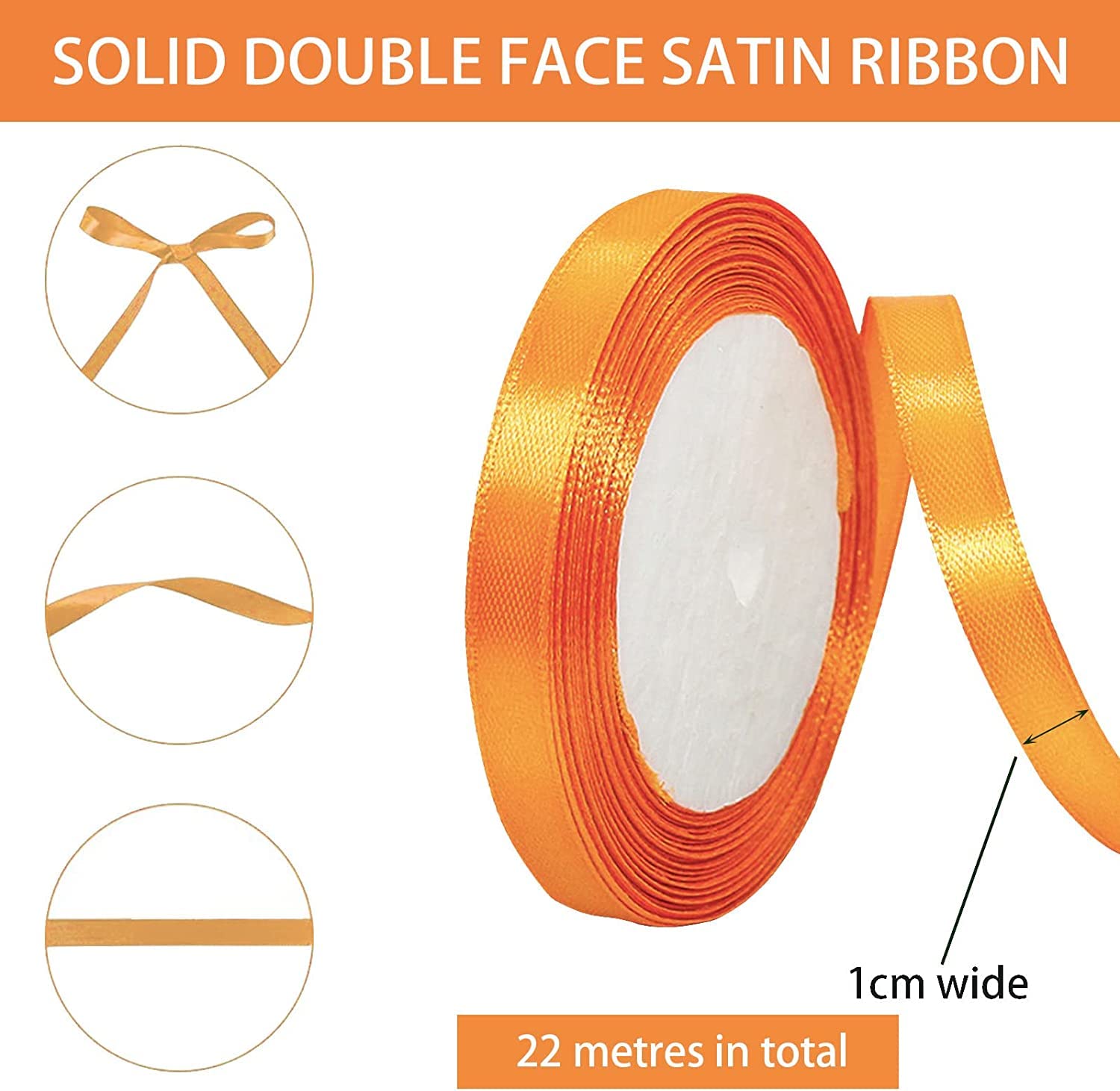 KEWUF 2 Rouleaux Ruban Cadeau De Satin 22 M X 20 Mm, Ruban