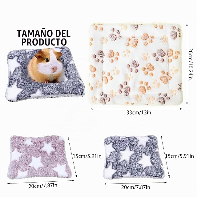 Foto 2 de 7 de ZYEKIU 3 Piezas Cama de Felpa para Animales Pequeños, Manta Perro Pequeño Suave y Cómodo, Cama Conejo Felpa