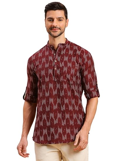 Men's Ikat Cotton Short Kurta