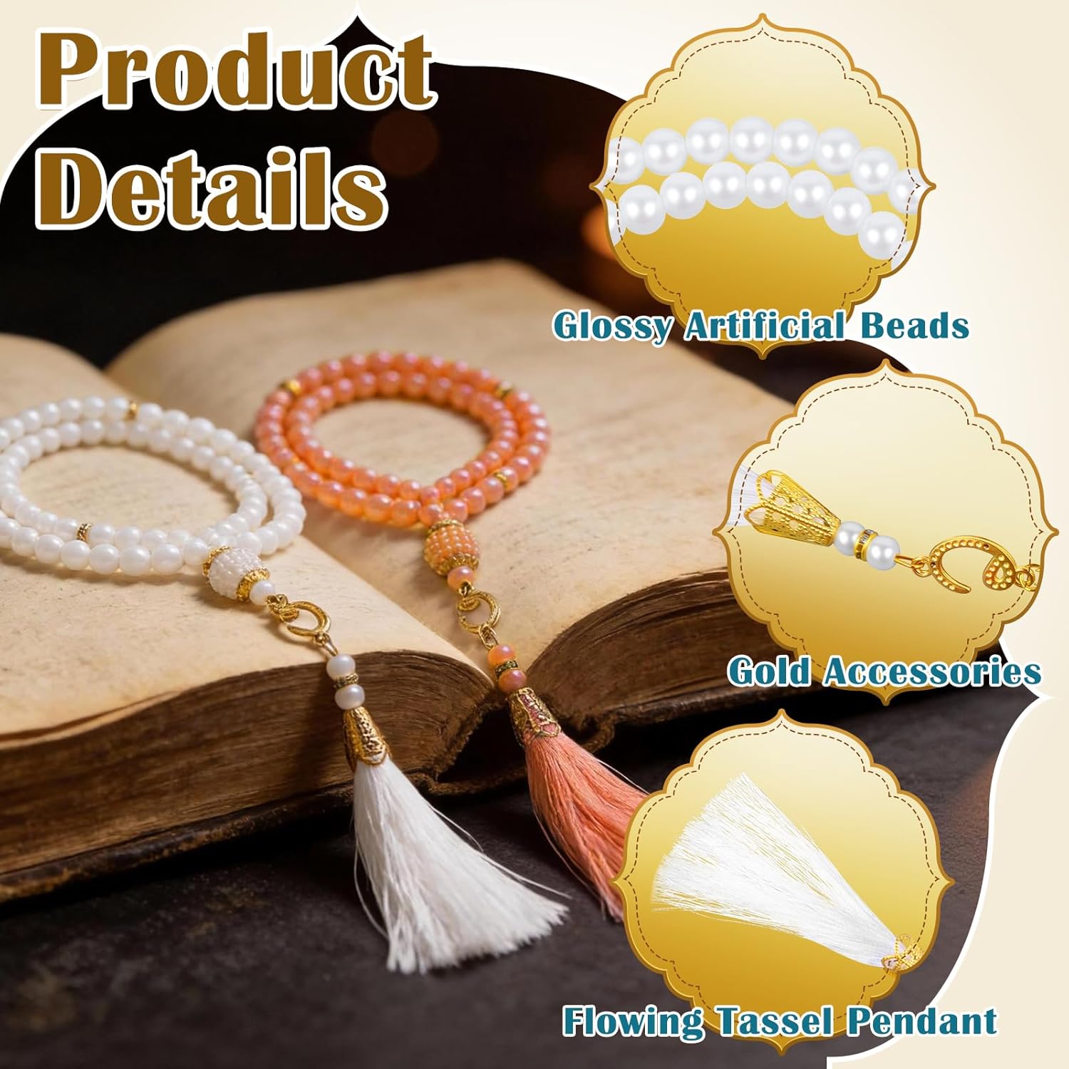EUBUY 16 Sets Islamic Prayer Beads Bulk Ramadan Eid Al Adha Gifts 99 Beads Muslim Festival Rosary Islamic Eid Al Adha Party Gifts for Ramadan Wedding Muslim Festival Birthday