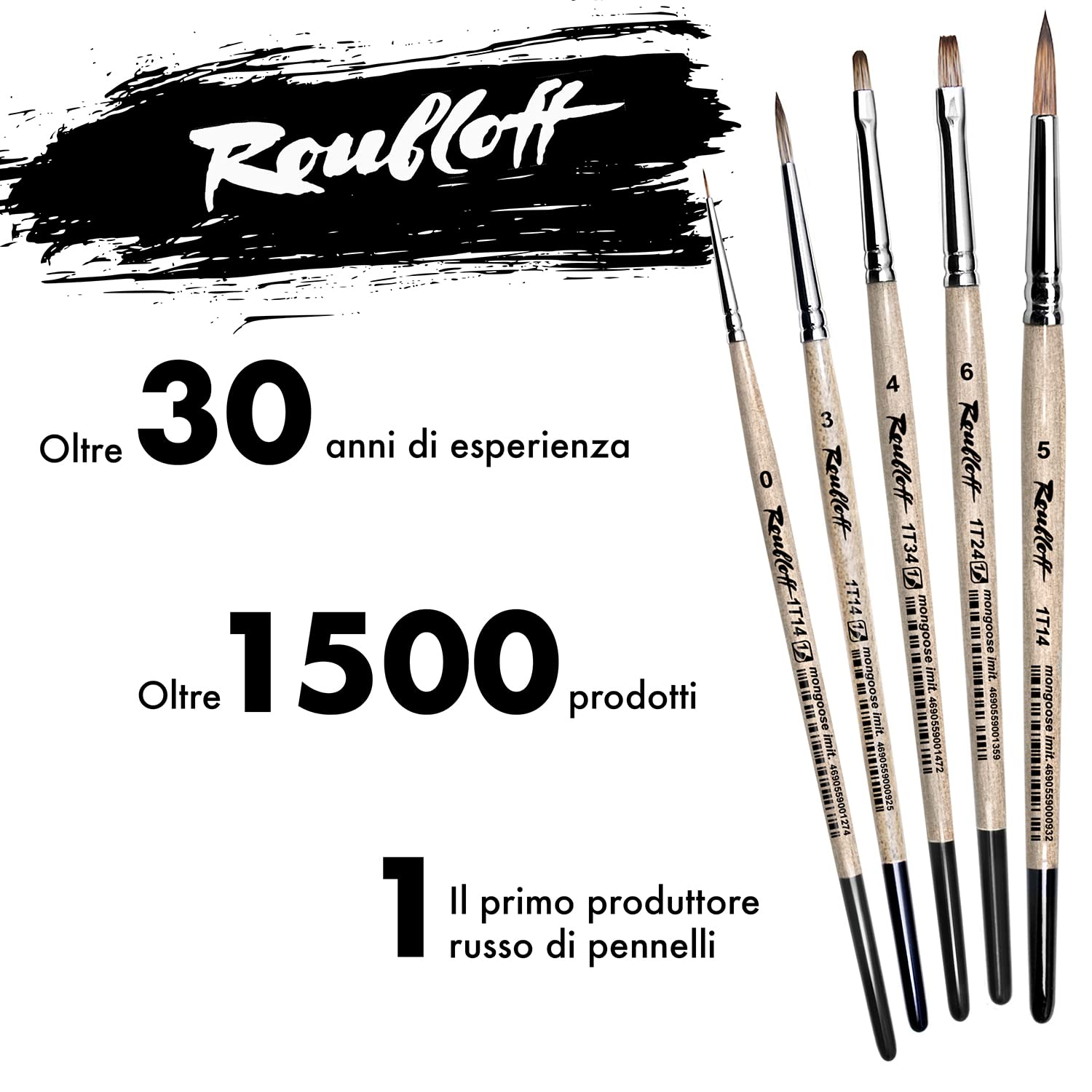 Set 5 Pennelli Artisti - Setole Rotonde, Diverse Misure, Per Acrilico, Acquerello E Olio - Foto 7