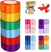 YOUYIKE 6 Colours Satin Ribbon, 40mm x 22m Rainbow Gift Ribbon | Satin Ribbon for Gift Wrapping, Bow, Balloons, Bouquet, Birthday, Satin for Christmas Decorations