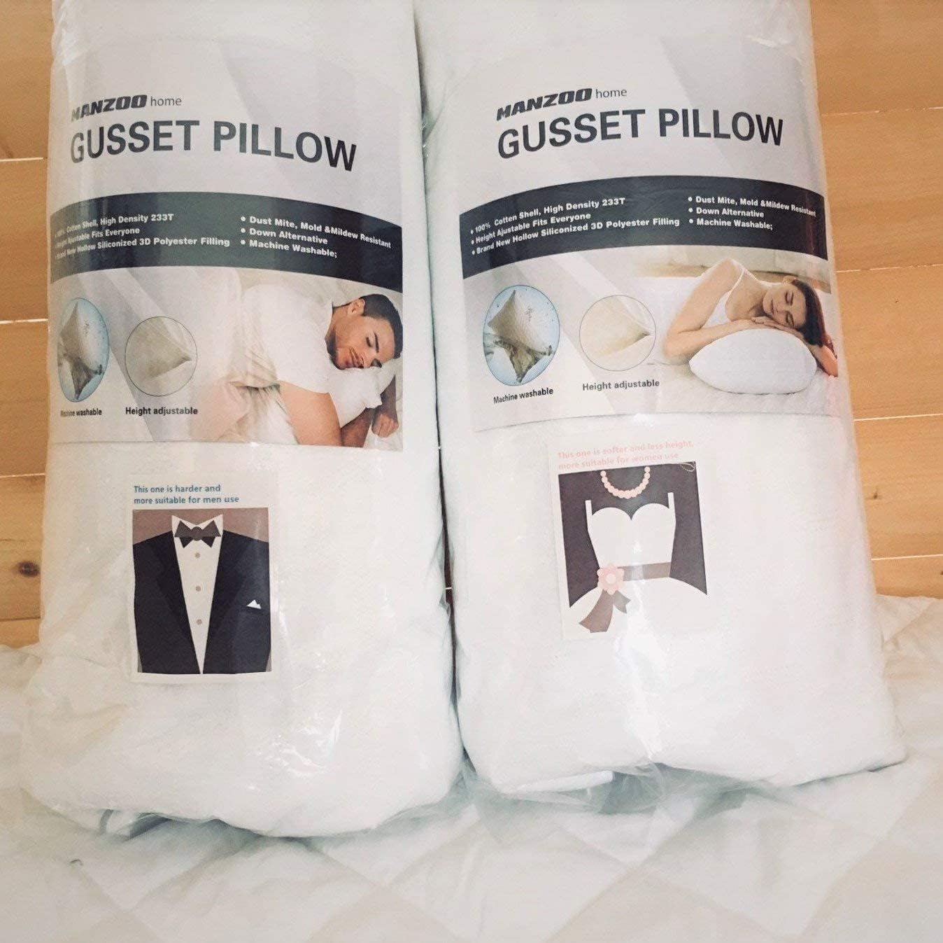 MANZOO MZ-2PC Bed Pillows, Queen (Pack of 2), White 2 Count