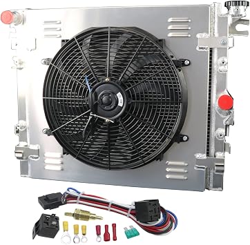 CoolingCare Radiator for 2007-2018 Jeep Wrangler JK 3.6L 3.8L V6, Full Aluminum 3 Row Radiator+Shroud+Fan for 2007 2008 2019 2010 2011 2012 2013 2014 2015 2016 2017 2018 Jeep Wrangler JK