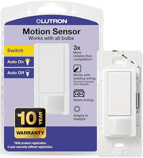 Lutron Maestro Motion Sensor Light Switch Indoor for Bathroom, Garage, L...
