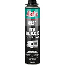 Akfix 892P Black Spray Foam Sealant 1x24oz- UV Resistant Polyurethane Expanding Insulation, Waterproof, for RV, Pond, Waterfall & Landscape | Gun&Cleaner Included | 24oz 1 Pack
