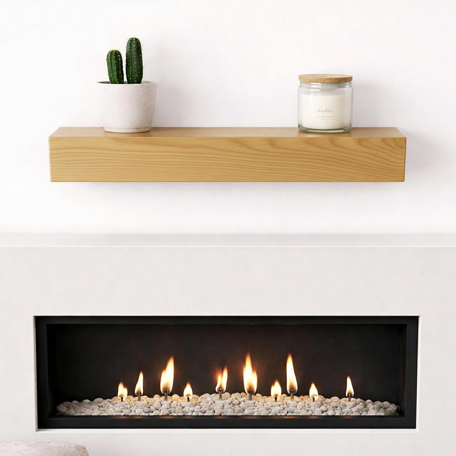 Solid Wood Fireplace Mantel Shelf, 3 Ft Floating Mantel, Dark Walnut, Lightweight Hollow Beam Look, Rustic Farmhouse Décor, Wall Mounted, Easy Installation