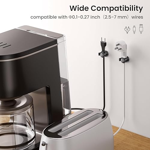 Miniatura 6 de Clips para cables, paquete de 8 organizadores de cables cable suave ajustable organizadores de cables adhesivos para cables, cargador USB para