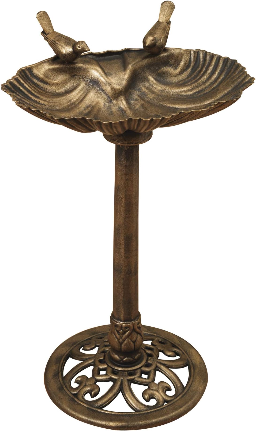 GIL 31.5InH Bronzed Resin Birdbath Spring 19.69InL x 19.69InW x