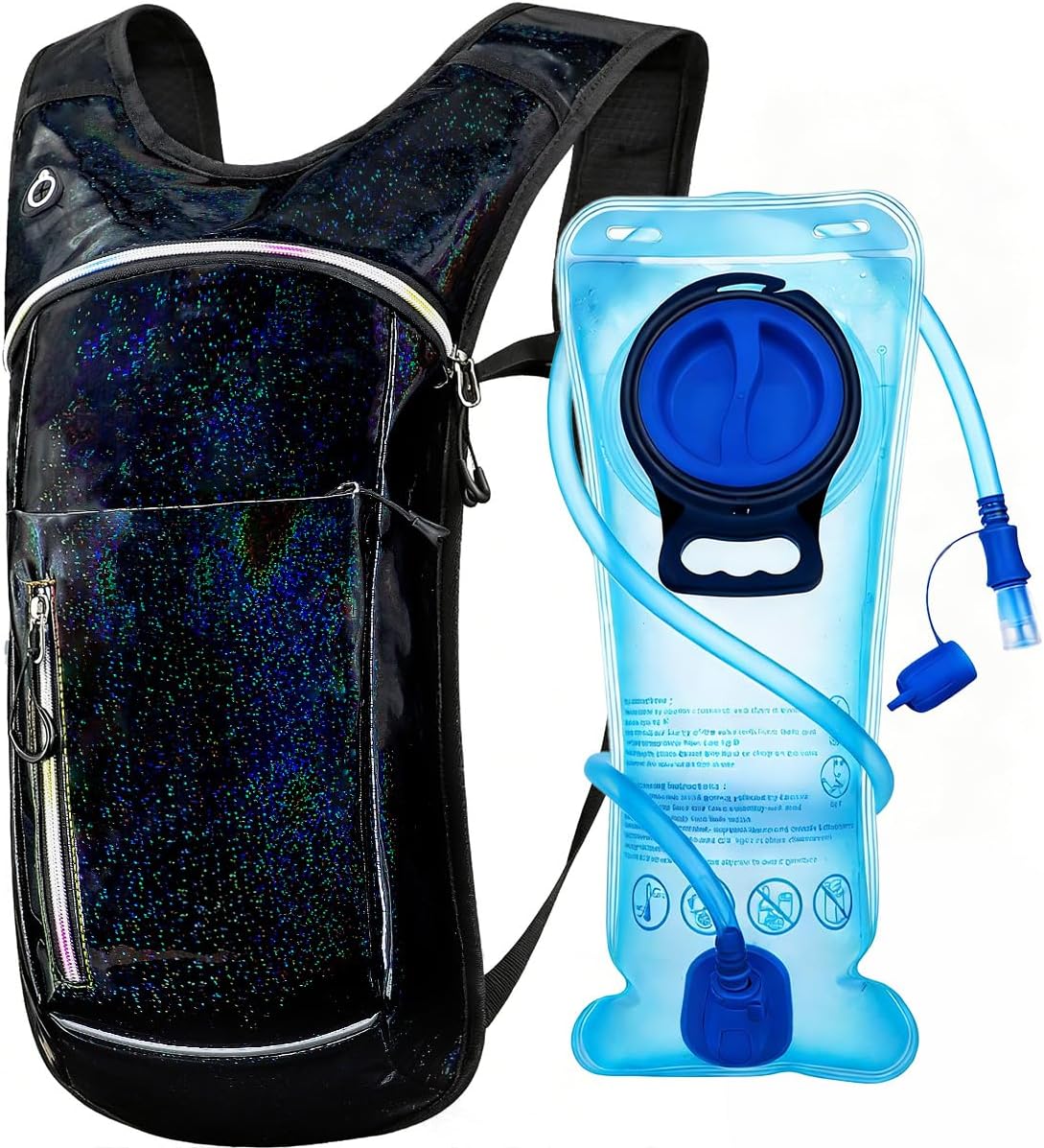 Hydration Backpack, Water Backpack with 2L Hydration Bladder, Rave Backpack Hydration Pack, Festival Essential for Raves, Hiking, Cycling, Climbing, Running, Outdoor, Camping and More