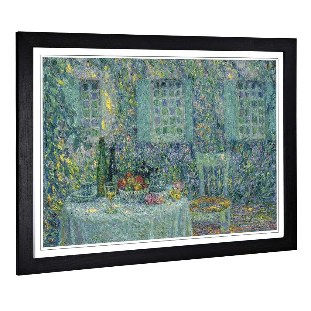 Big Box Art Framed Print of Henri Le Sidaner Al Fresco Design | Wall Art Picture | Home Decor for Kitchen, Living, Dining Room, Bedroom, Hallway, Office, Black, A2 / 24.5x18 Inch / 62x45cm