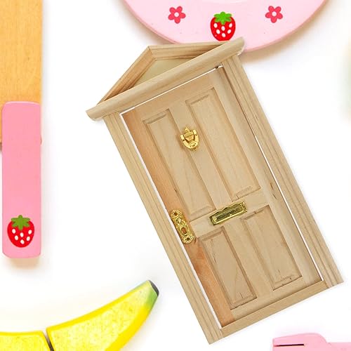 Miniatura 8 de Puerta de casa de muñecas, mini puerta a escala 112, se adapta a muebles de casa de muñecas de madera, puertas de madera sin pintar para bricolaje,