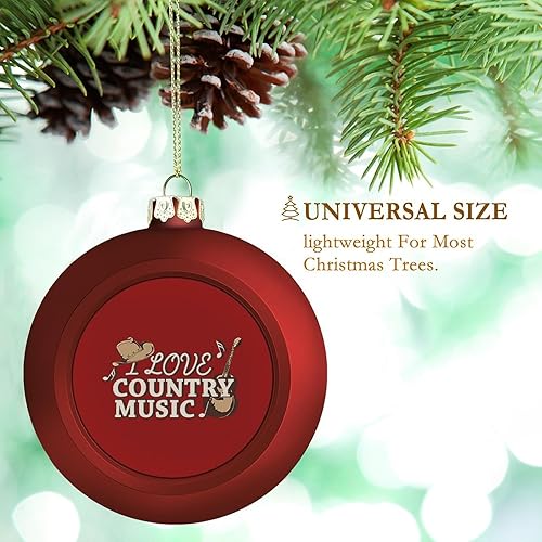Miniatura 3 de I Love Country Music - Bolas de Navidad, adornos para árbol de Navidad, colgante de decoración colgante para fiesta de vacaciones, 1 unidad