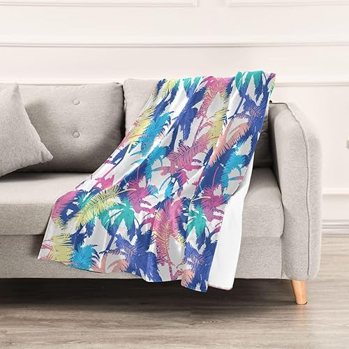 Miniatura 5 de Colourful Palm Tropical Tree Flannel Blanket Warm Microfiber All Season Use Bed Blanket 60"x90" for Camping Camping Chair Travel Adults Kids Throw