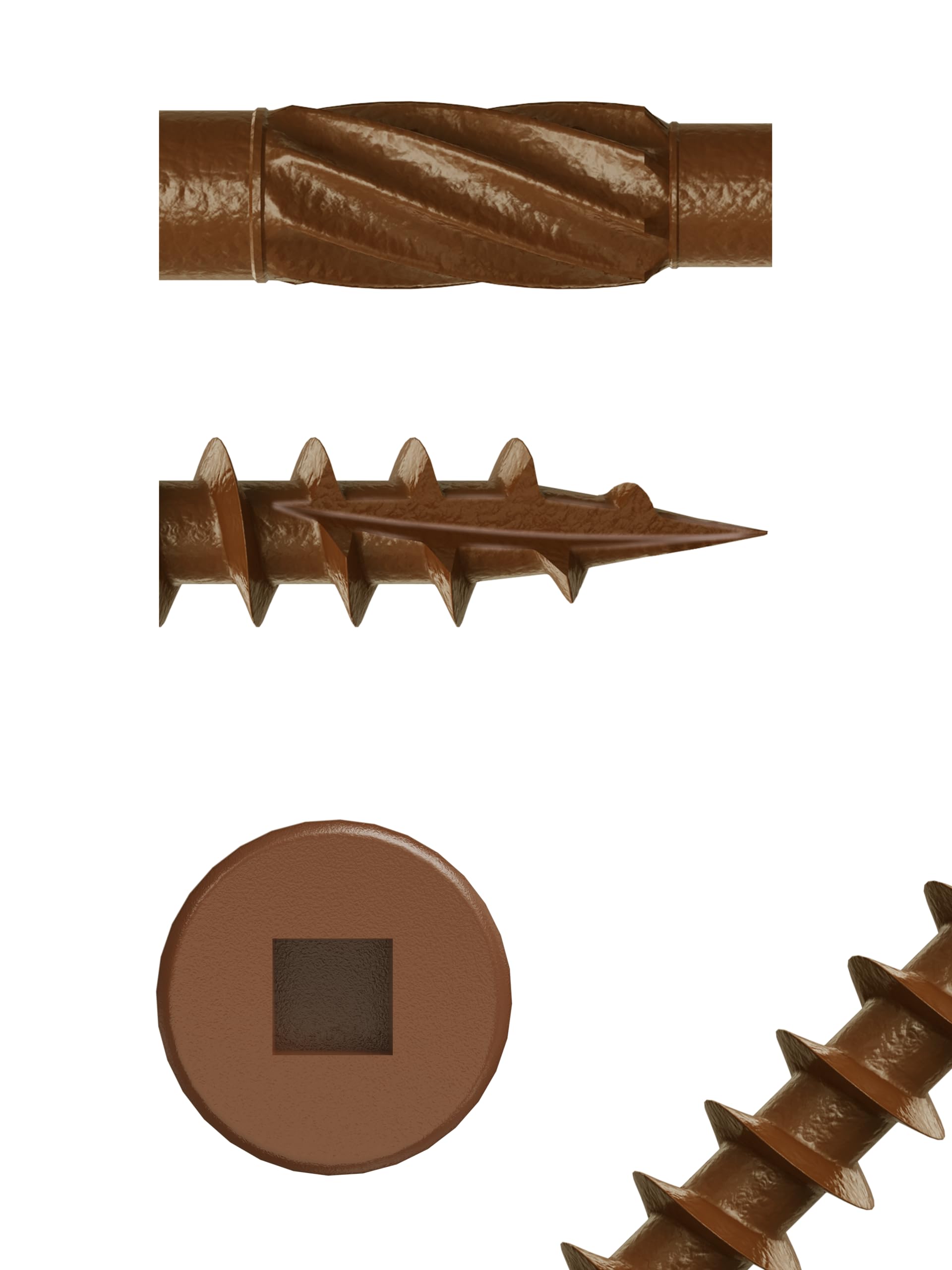 Tornillos de madera de alta calidad, 1200 piezas #8 x 2-1/2 pulgadas, grado exterior, revestimiento Ruspert marrón, tornillos de cubierta multiusos de 2-1/2 pulgadas, puntas S2 de 2 pulgadas