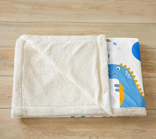 Miniatura 3 de Manfei Manta de dibujos animados de arco iris, bonita manta de dinosaurio para sofá, sol, luna azul, estrellas, manta de cama para niños y niñas,