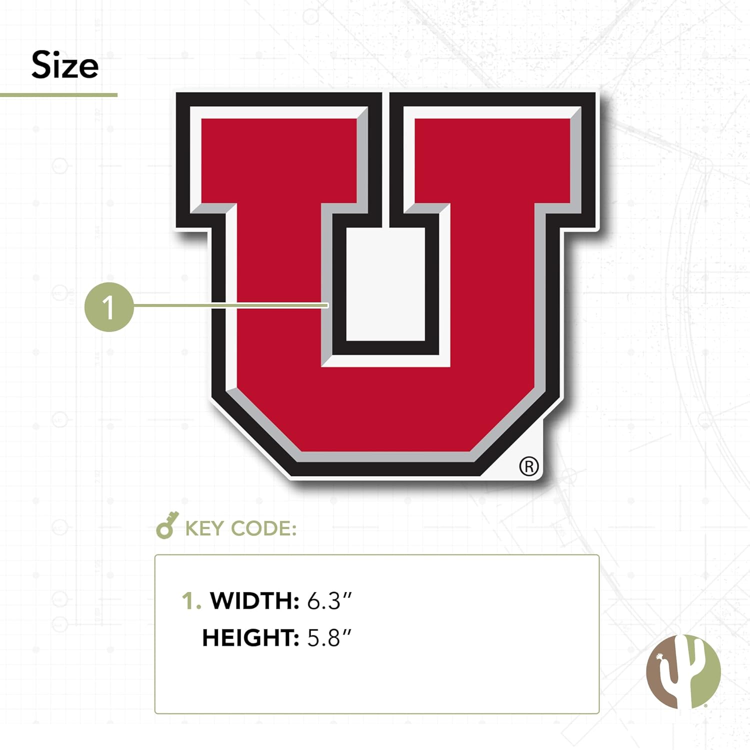 Desert Cactus University of Utah Sticker U of Utes Vinyl Decal Laptop Water Bottle Car Scrapbook (IND 5) - Image 3