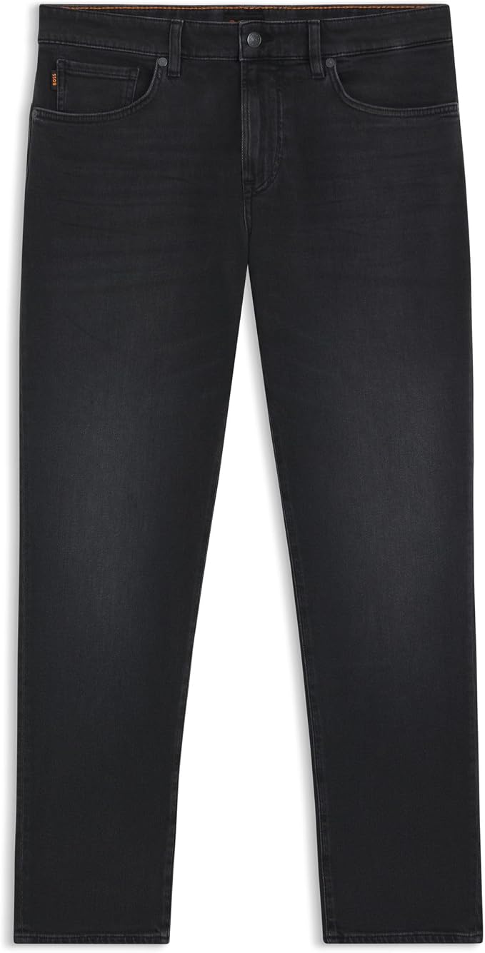 BOSS Mens Onyx BO Black Tapered-fit Jeans in Comfort-Stretch Denim