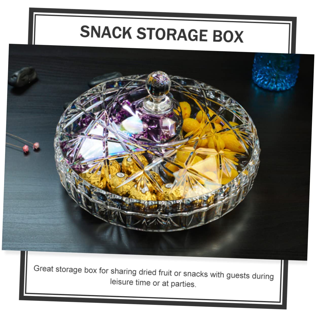 Contenitore Rotondo per Frutta e Snack Trasparente con Scomparti Scatola Multifunzione per Dolci Noci e Snack per Feste e Riunioni