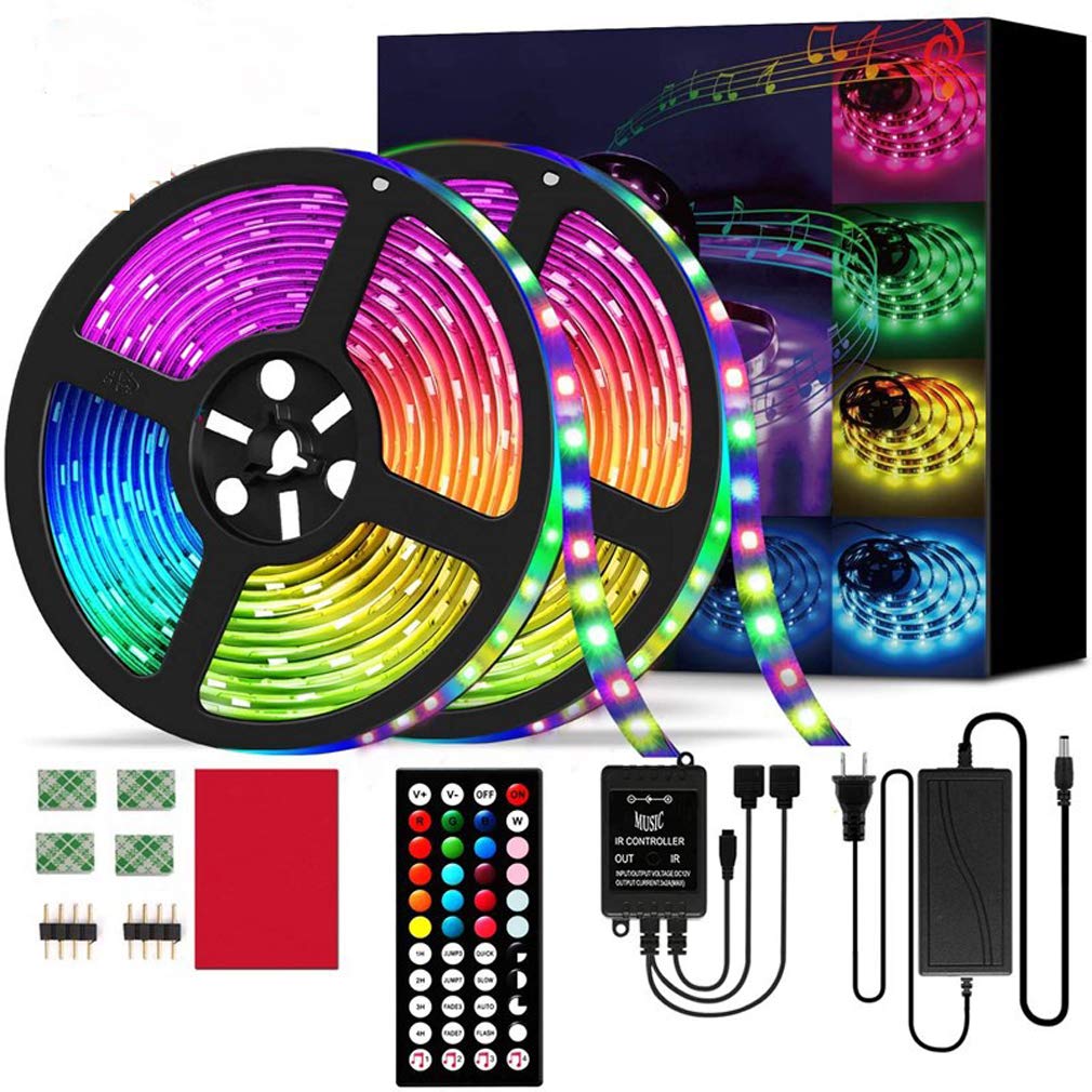 Striscia LED 5M, WiFi Luci LED Colorate Smart Phone Strisce LED Compatibile RGB SMD 5050 Musica SYNC LED Strip Controllo App E 44 Tasti Telecomando RF per Casa Cucina Festa TV Decorazione,10M
