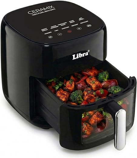 Libra 6.5 Litre Ceramix Air Fryer for Home | 100% Toxin-Free Air Fryer | Zeravion Vitracore™ ceramic technology | 10-in-1 Function: Air Fry, Toast,…