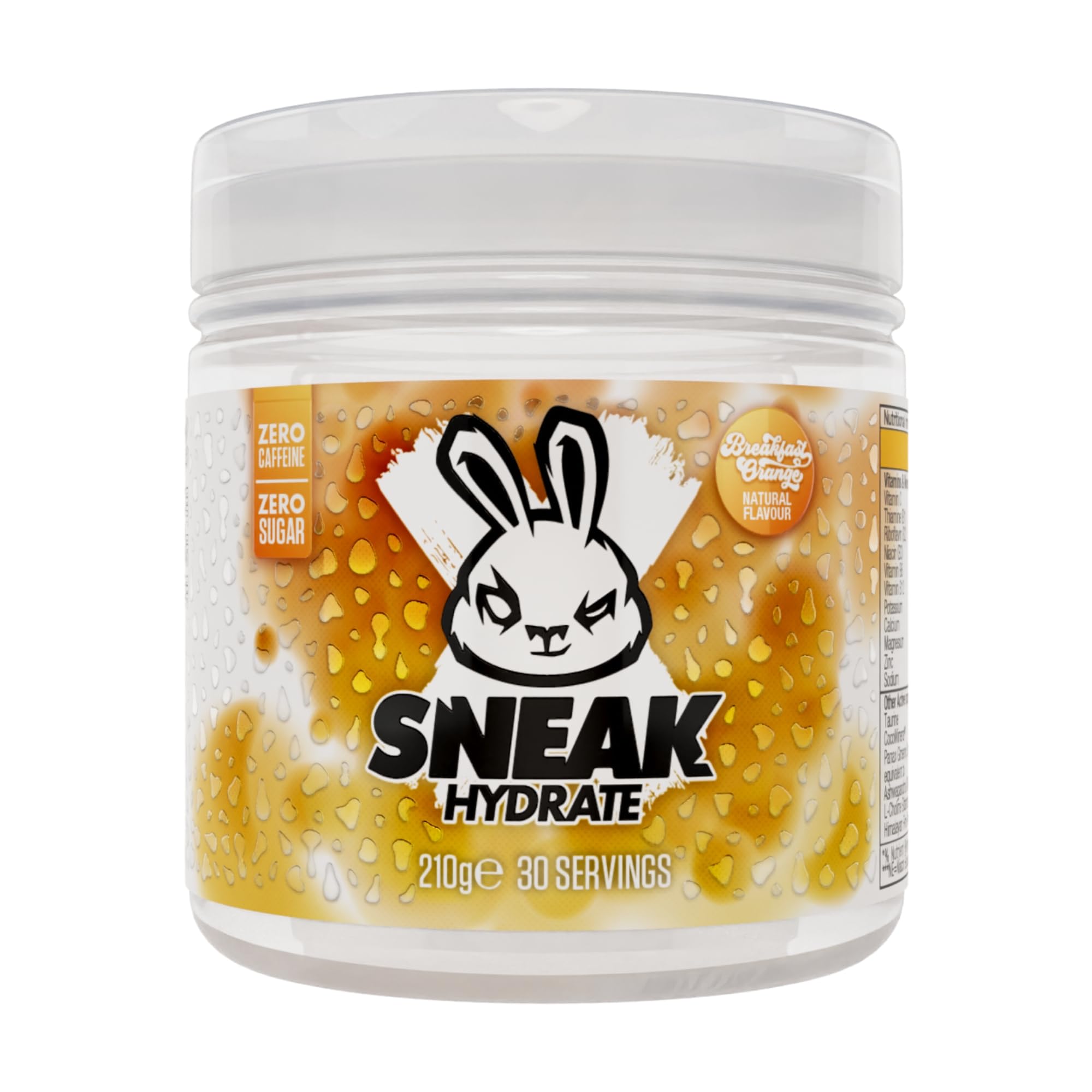 SNEAK Hydrate | Breakfast Orange | Coconut Water with Electrolytes, Zero Caffeine, Zero Sugar, Natural Flavours & Colours, Ashwagandha KSM-66 | 30 Servings