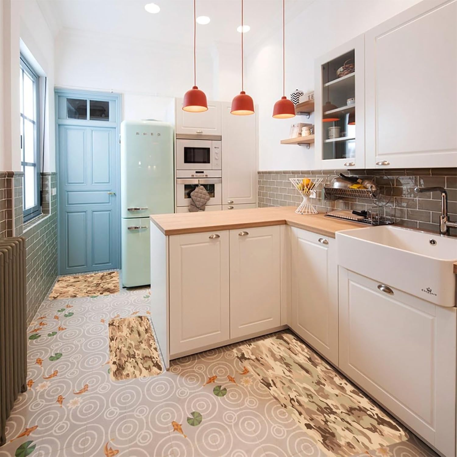 Desert Camo Kitchen Mat Set of 3 Waterproof Floor Mats Non-Slip Kitchen Rugs Premium Flannel Rug Heavy Duty Standing Mat for Kitchen Home Bathroom Laundry