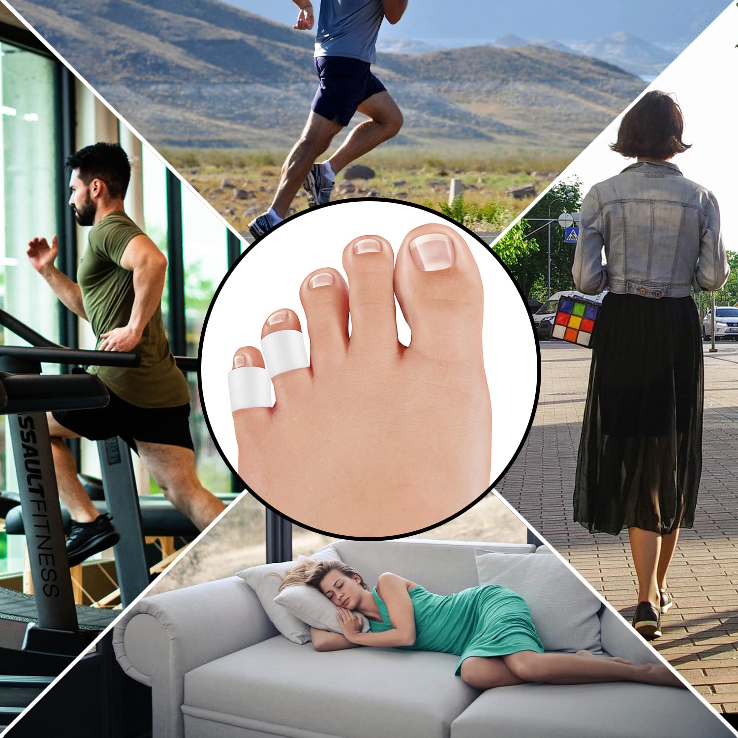20 protectores de silicona para los dedos de los pies, protectores de dedos pequeños, protectores de dedos para los pies, almohadillas para la fricción que reducen la formación de ampollas, callos
