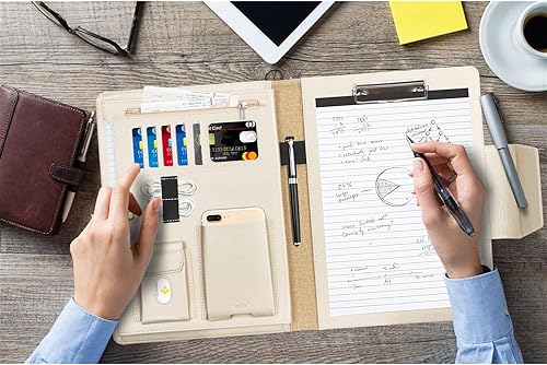 Miniatura 6 de Toplive- Cartera portadocumentos, carpeta para conferencias, organizador de documentos empresariales ejecutivo con tamaño carta/ tamaño A4,