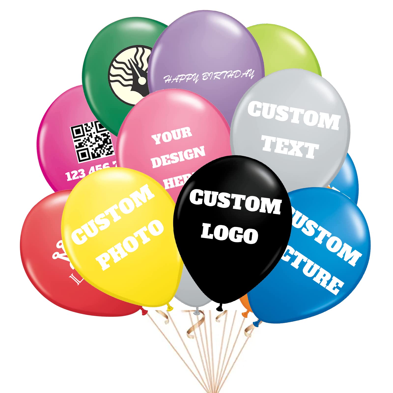 1000pcs-Personalized Custom-Balloons Design-Your Own-Balloon - Balloon with Logo Picture Photo Text, for Birthday Party Wedding Graduation Business Decoration (Latex Balloons, 10in)