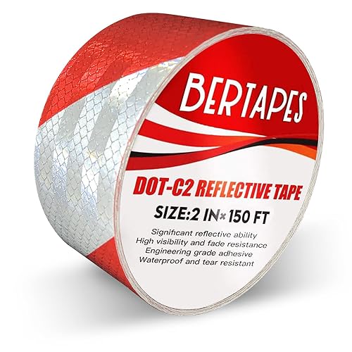 BERTAPES Cinta reflectante DOT-C2 cinta de seguridad para exteriores alta viscosidad impermeable resistente a la decoloración duradera visibilidad