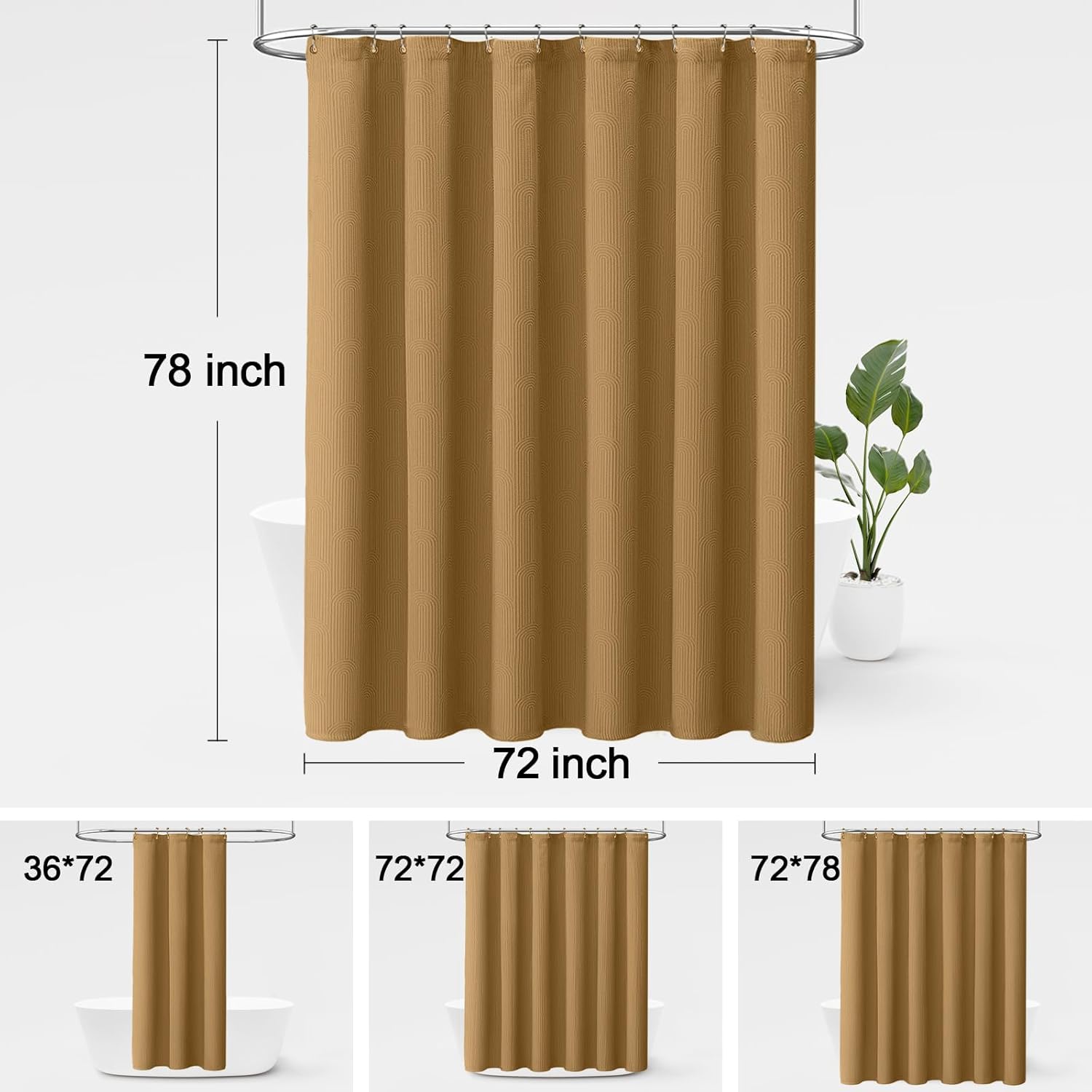 Brown Boho Shower Curtain,Mid Century Neutral Terracotta Mustard Fall Shower Curtain 72" W X 78" L