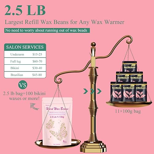 Miniatura 8 de Cuentas de cera para depilación, cuentas de cera dura para pieles sensibles, granos de cera sin dolor de 2.5 libras para bikini, facial de cejas