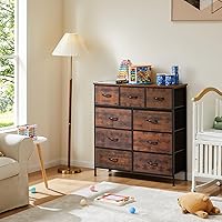 Vista 117 de OLIXIS Cómoda de 5 cajones para dormitorio, torre de almacenamiento de tela para sala de estar, entrada, marco de acero resistente, parte superior