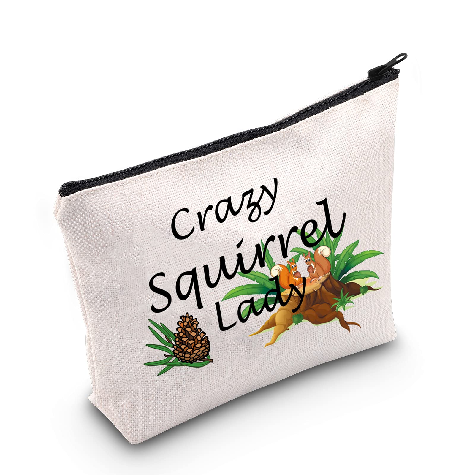 MEIKIUPSquirrel Lover Gift Cute Squirrel Mom Makeup Bag Squirrel Whisperer Zipper Pouch Crazy Squirrel Lady Cosmetic Bag for Woman (Crazy Squirrel Lady bag)