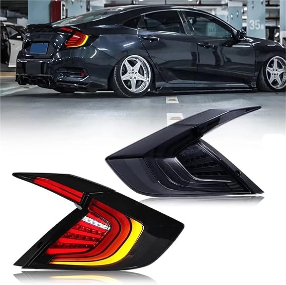 Rear Tail Light Lamp Car Lights LED Tail Lamp For Civic 10th Gen Sedan 2016 2017 2018 2019 2020 Rear Tail Light Dynamic DRL Smoke(Taillights Style 2)