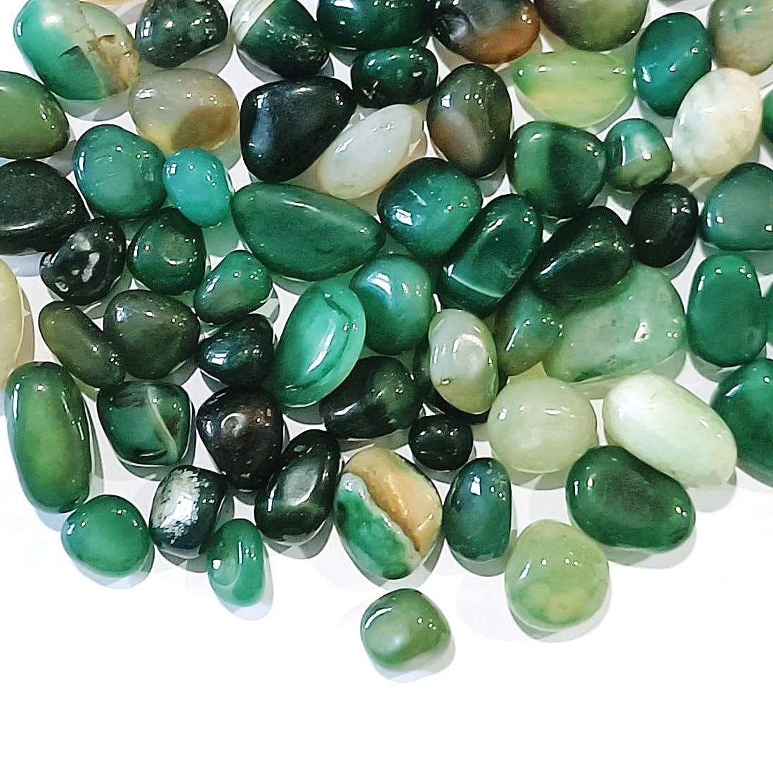Perlin Achat Edelsteine Grün Trommelsteine 100 Stück 20 mm 25 mm Naturstein Dekosteine Groß Halbedelsteine Nugget ohne Loch Deko Meditation Chakra Geschenk Glückssteine