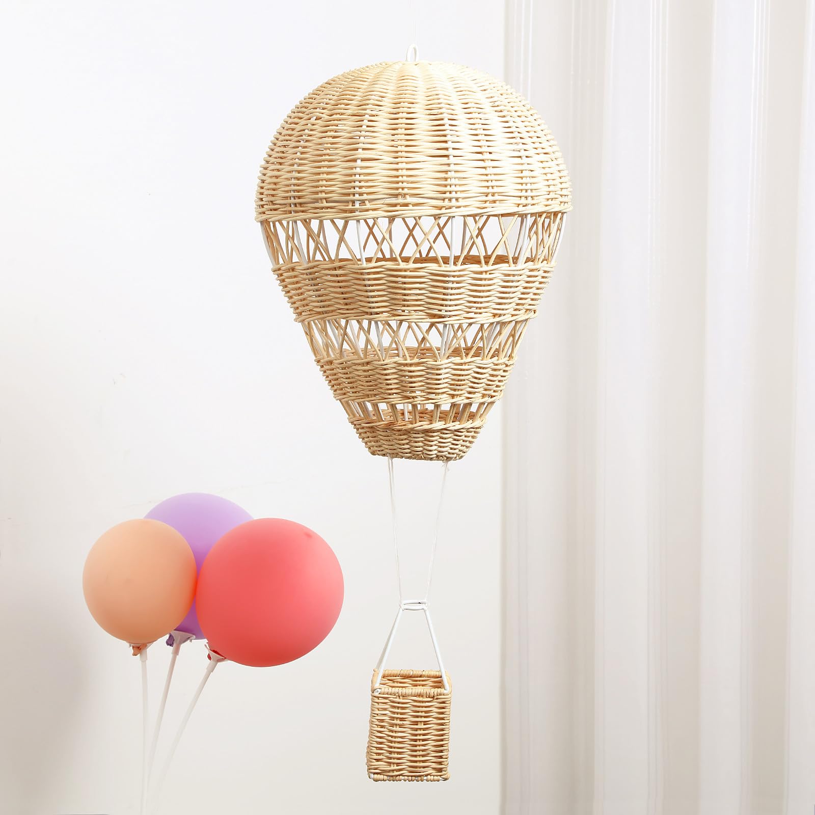 1pieza Rattan-Woven Hot Air Balloon Decor para Home Crafts Photo Prop para Bodas Navidad y Fiesta Infantil