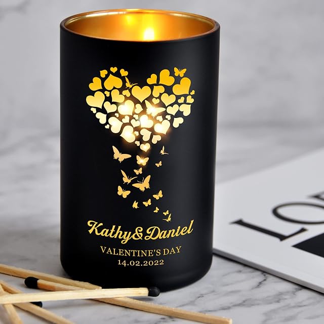 Personalised Scented Candle Rose English Pear Amber Freesia Candles Coconut Wax Candle Mothers Day Gift for Birthday Anniversary Christmas Valentines Day Present Custom Gifts for Women Her Girl