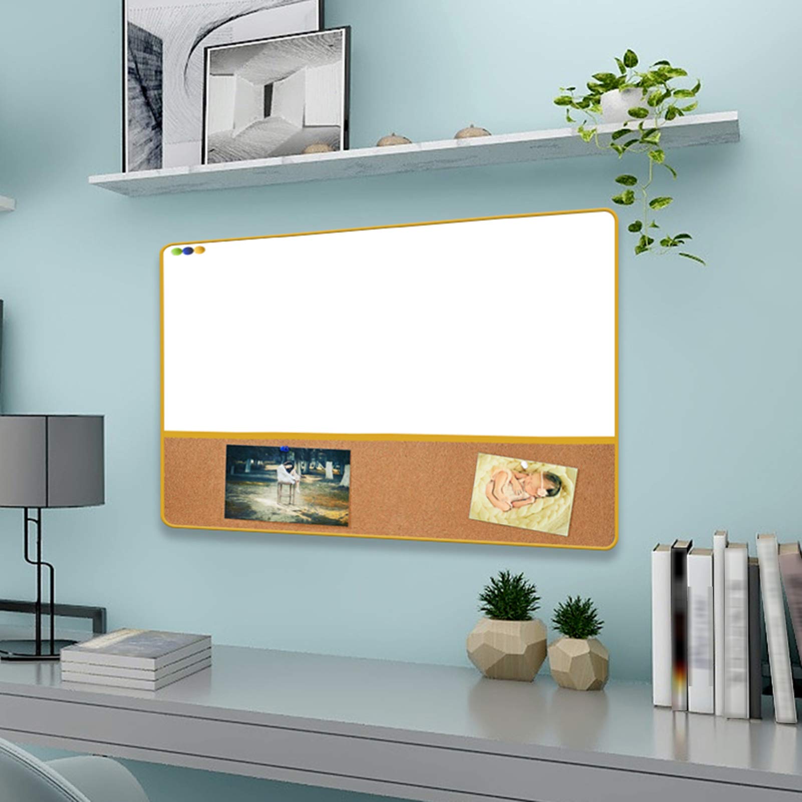 Tablica korkowa z tablicą ogłoszeń Dwustronna naścienna magnetyczna tablica suchościeralna - do domowej szkolnej klasy w biurze (rozmiar: 45X60CM, kolor: czarny) (żółty 60X90CM)