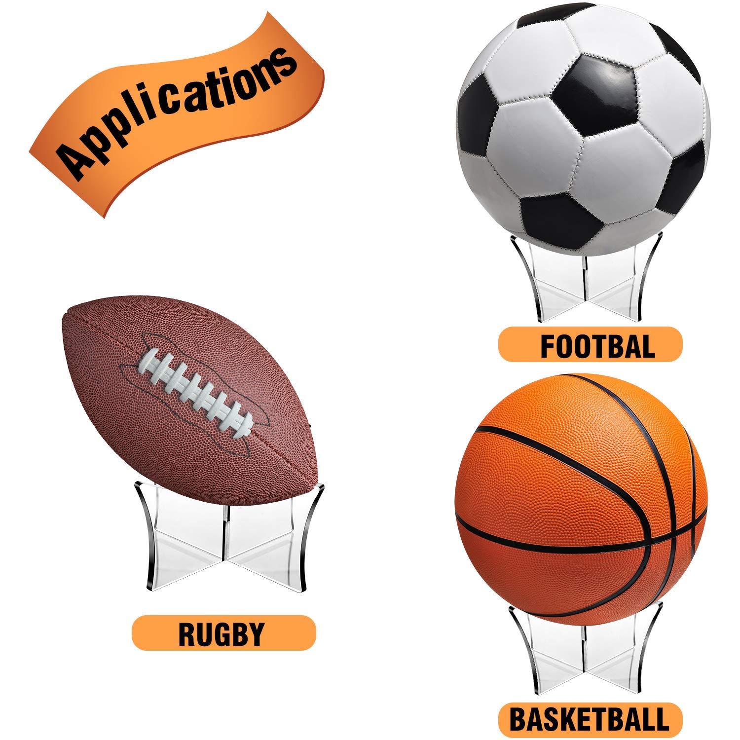 BRODLOG Acrylic Ball Display Stand Universal Holder for Football, Volleyball, Basketball, Soccer | Clear Sports Ball Stand for Shelf, Table, Office, Home Decor (FS_3) 1