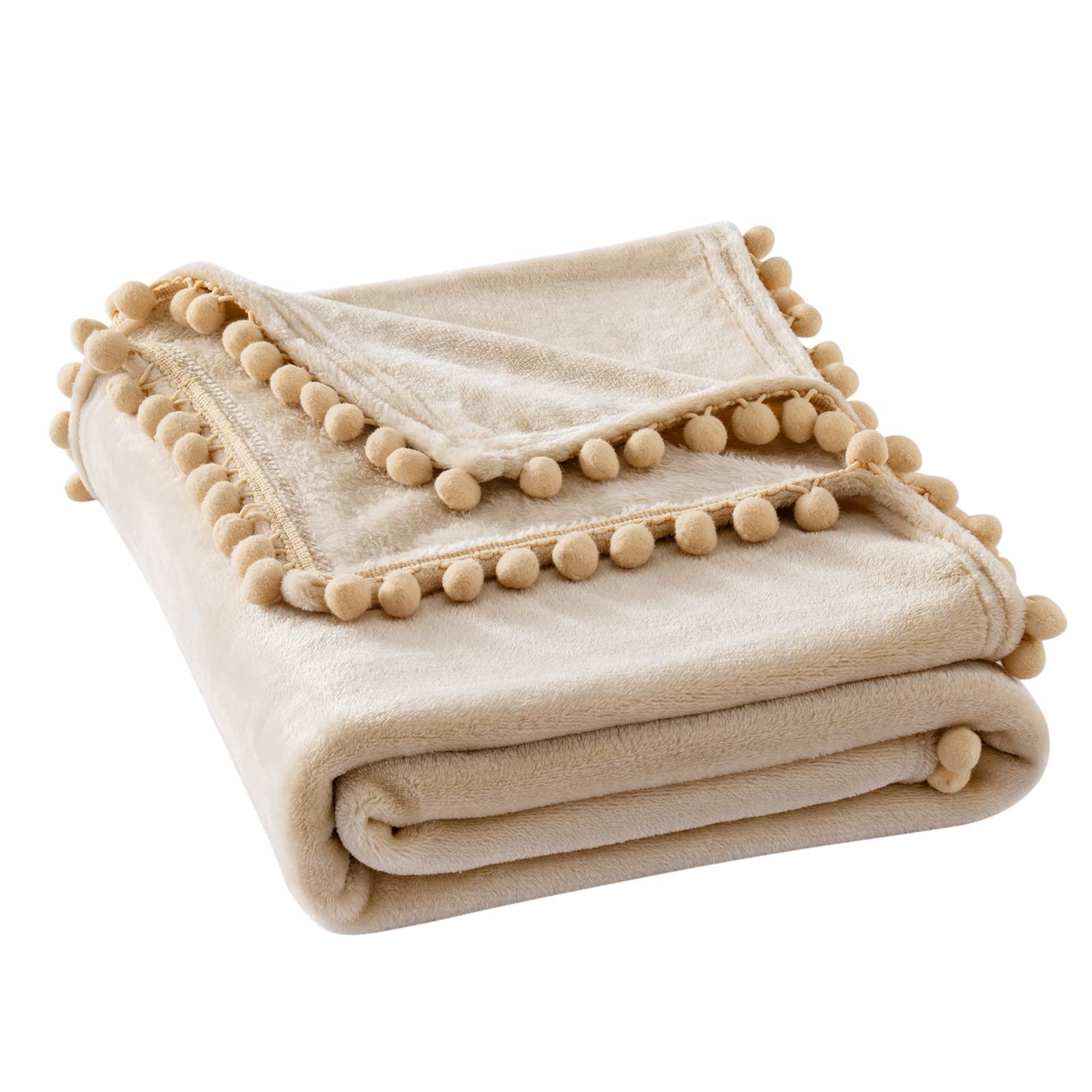 MIULEE Manta Blanket Terciopelo Grande para Sófas Mantilla de Franela para Siesta Súper Suave Manta para Cama Ligera y Cálida Felpa para Mascota Cama Habitacion Dormitorio 1 Pieza 125x150cm Beige