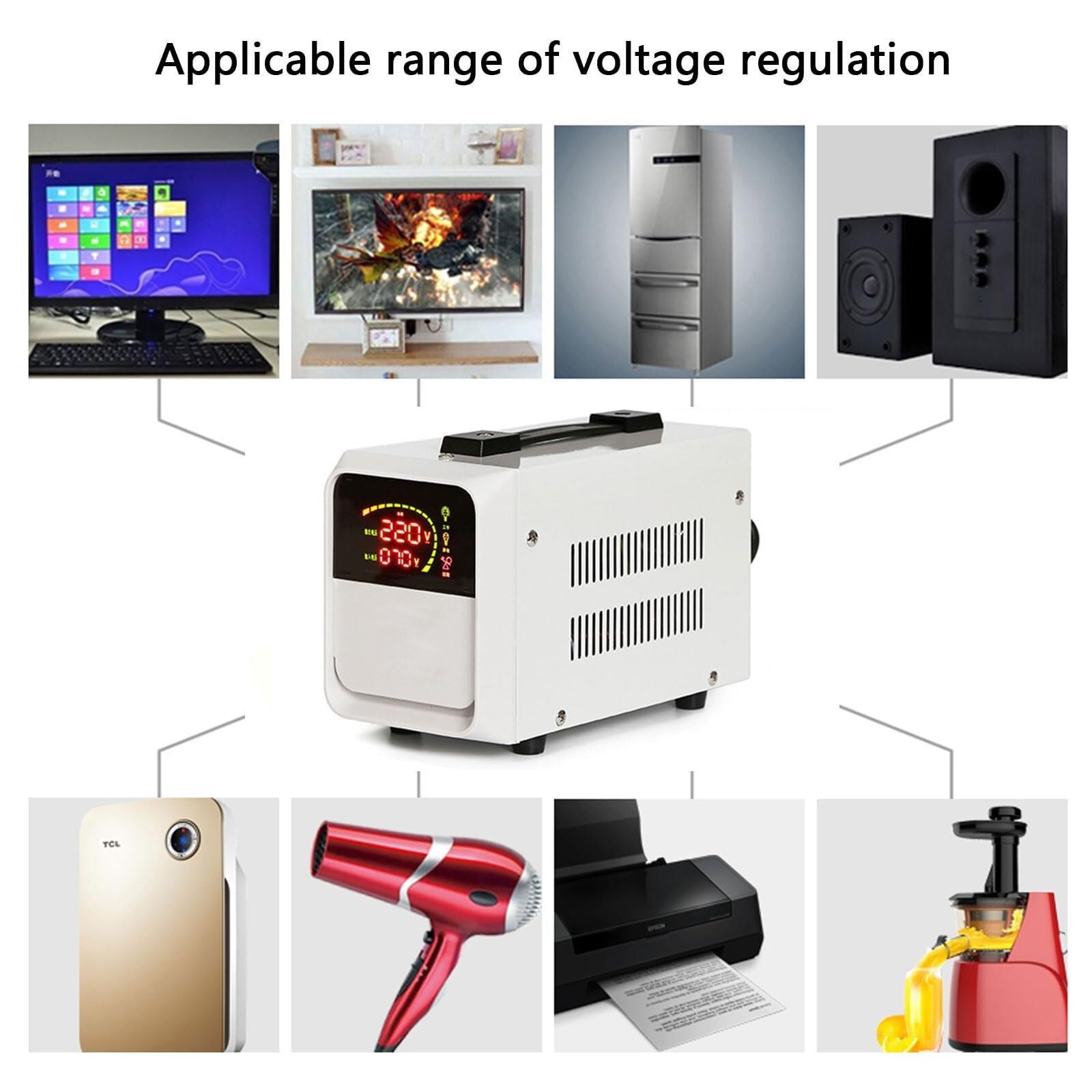 Estabilizador de Voltaje de 220 V for Uso doméstico, regulador de Voltaje de CA Totalmente automático, protección contra sobrecargas y sobretensiones.(2000VA)